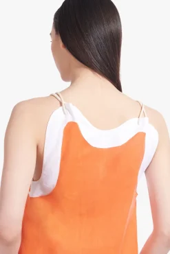 STAUD - RENATA DRESS TANGERINE WHITE