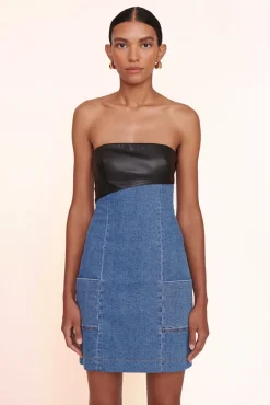 STAUD - SERENITY DRESS MEDIUM WASH/BLACK MEDIUM WASH/BLACK