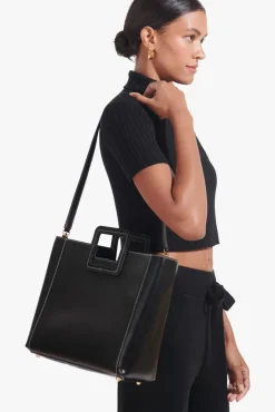 STAUD - SHIRLEY LEATHER BAG BLACK