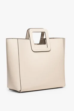 STAUD - SHIRLEY LEATHER TOTE BAG CREAM