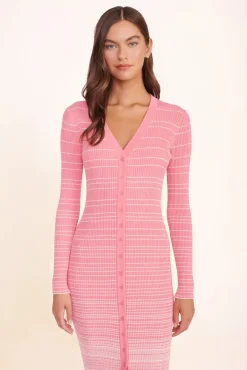 STAUD - SHOKO SWEATER CORAL PINK WHITE
