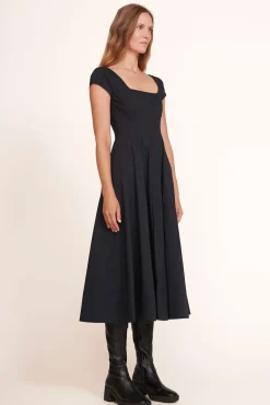 STAUD - SHORT SLEEVE WELLS DRESS BLACK