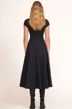 STAUD - SHORT SLEEVE WELLS DRESS BLACK