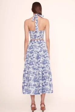 STAUD - SMOCKED KAI TOP BLUE TOILE