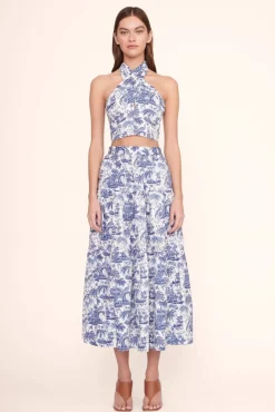 STAUD - SMOCKED KAI TOP BLUE TOILE