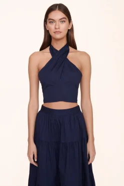 STAUD - SMOCKED KAI TOP NAVY