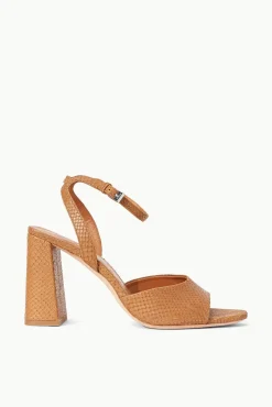 STAUD - SOLANGE HEEL SNAKE EMBOSSED TAN