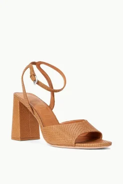 STAUD - SOLANGE HEEL SNAKE EMBOSSED TAN