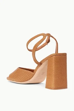 STAUD - SOLANGE HEEL SNAKE EMBOSSED TAN
