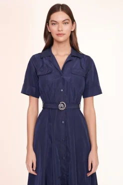 STAUD - SWIRL SHIRT DRESS NAVY