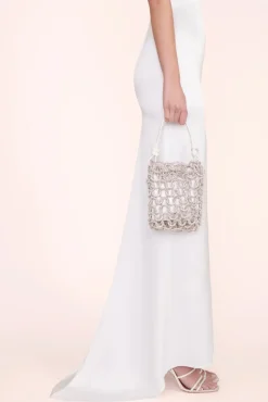 STAUD Bridal Accessories- TINI CRYSTAL BAG RHINESTONES WHITE