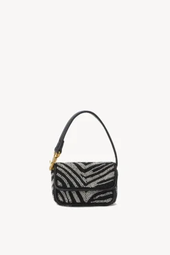 STAUD - TOMMY TINY BEADED BAG BLACK WHITE