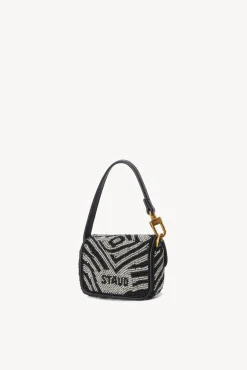 STAUD - TOMMY TINY BEADED BAG BLACK WHITE