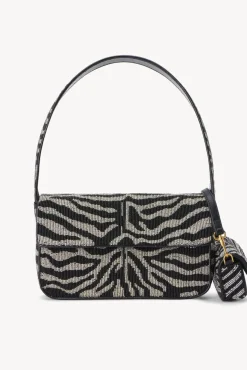 STAUD - TOMMY TINY BEADED BAG BLACK WHITE