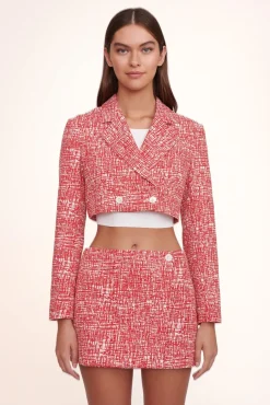 STAUD - TOUR SKIRT PAPAYA CROSSHATCH