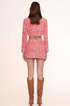 STAUD - TOUR SKIRT PAPAYA CROSSHATCH