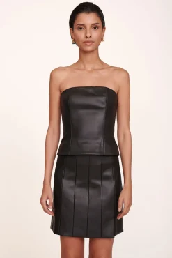 STAUD - TRACING TOP BLACK VEGAN LEATHER