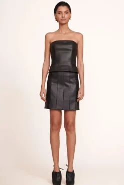 STAUD - TRACING TOP BLACK VEGAN LEATHER