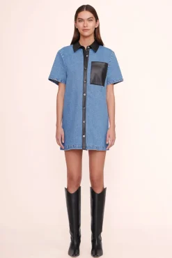 STAUD - WITCH DRESS MEDIUM WASH/BLACK MEDIUM WASH/BLACK