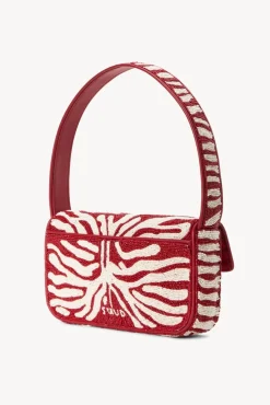 STAUD -TOMMY BEADED BAG - SCARLET WHITE