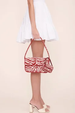 STAUD -TOMMY BEADED BAG - SCARLET WHITE