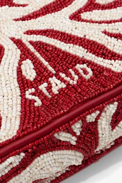 STAUD -TOMMY BEADED BAG - SCARLET WHITE